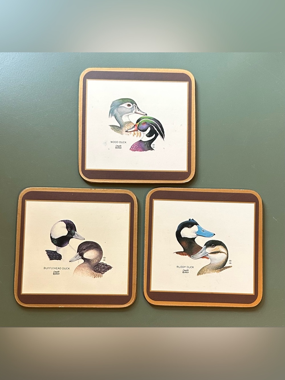 Brand New duck coasters • cork backed • wooden